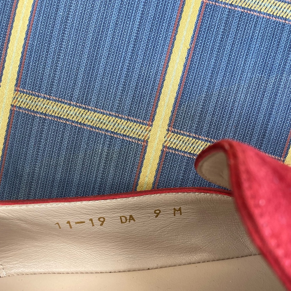 Stuart Weitzman Red Suede Loafers with Gold SW Accent - Picture 8 of 8